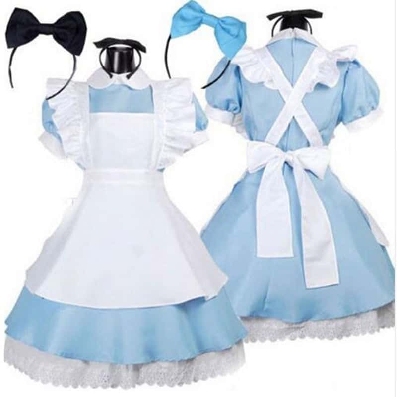 Halloween Women Adult Anime Alice Adventure Blue Party Dress Alice Dream Women Sissy Maid Lolita Cosplay Costume 1