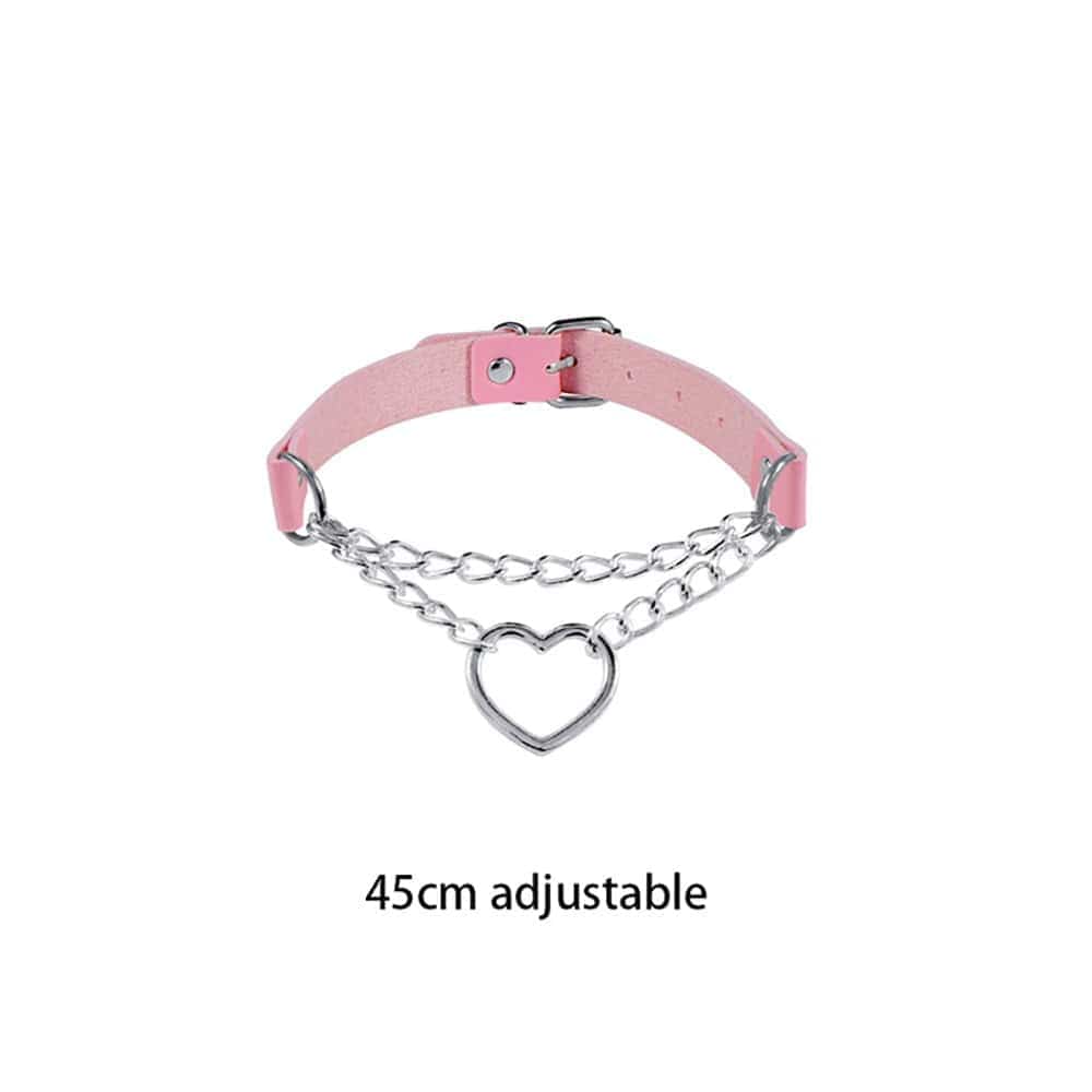 Pink Choker Cosplay Leder Collar Kawaii 28