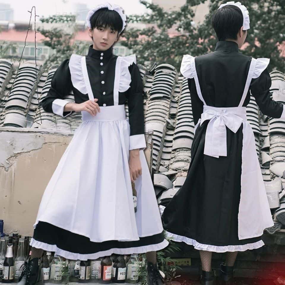 Maid Outfit Herren lang Cosplay Maid Dress 4