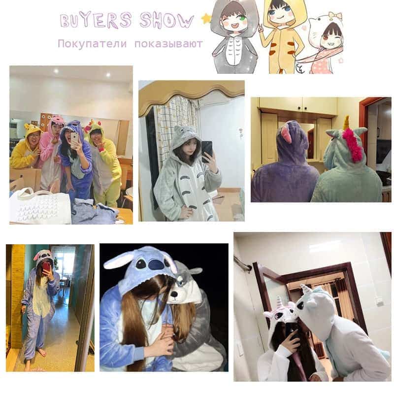 New Unicorn Onesies Unisex Stitch Kigurumi Animal Women's Pajamas Adults Winter Warm Sleepwear Anime Costumes Cartoon Jumpsuit 2