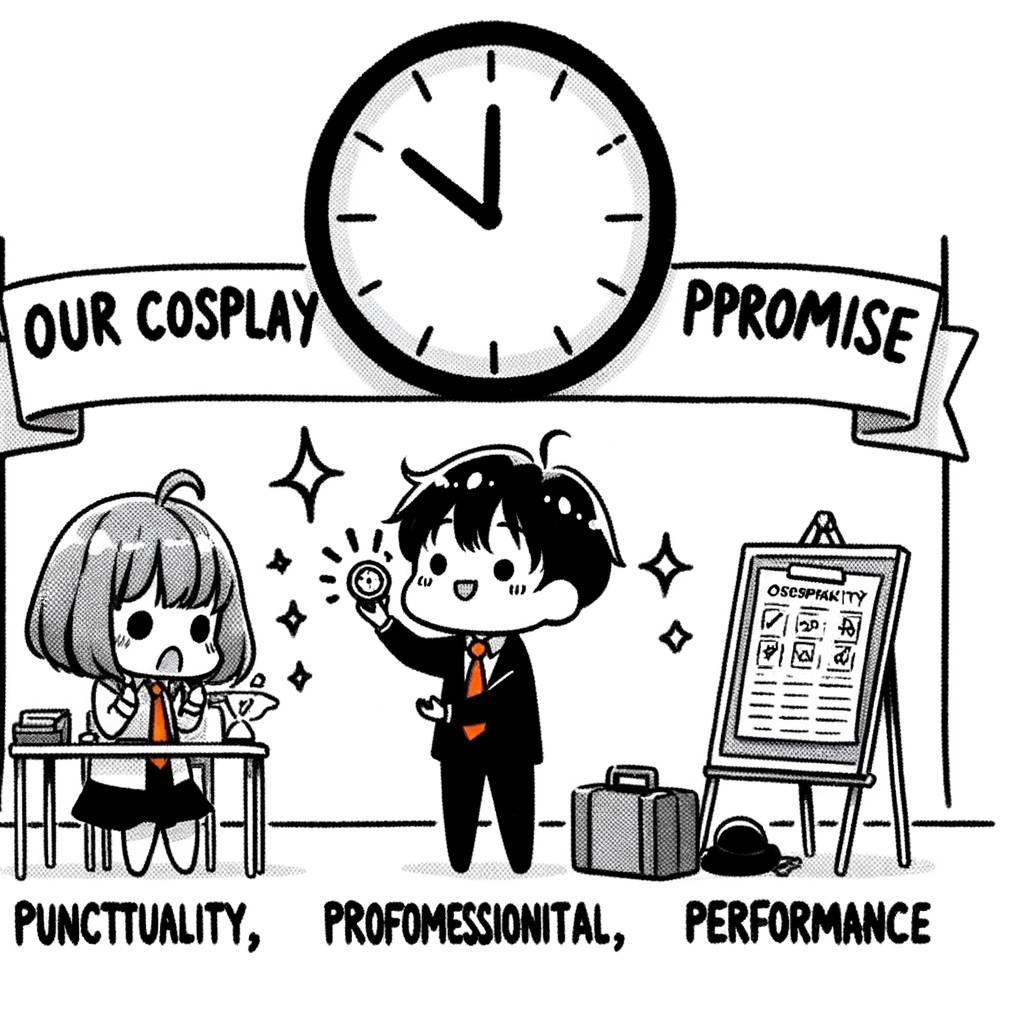 Unser Cosplay Event Versprechen: Pünktlichkeit, Professionalität und Performance